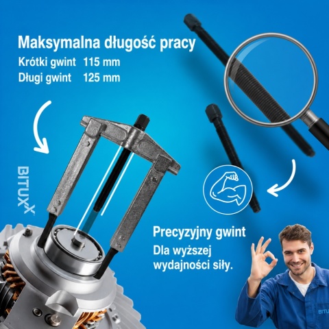 Ściągacz do łożysk ściągacz wewnetrzny 2 i 3 ramienny zestaw 12 elementów Bituxx