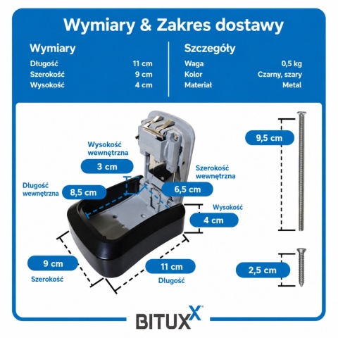 Sejf na klucze z zamkiem szyfrowym Mini sejfik Skrytka na szyfr PIN