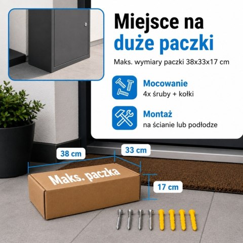 Skrzynka na Paczki BITUXX XL Antracyt Zamykana Box na Przesyłki 82 cm