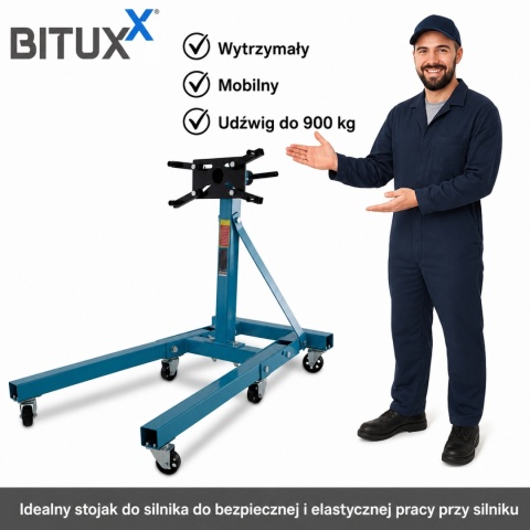 Stojak do Montażu Silnika / skrzyni 900kg Uchwyt na silnik Mobilny na kołach Obrotowy