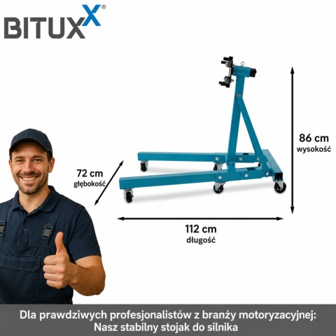 Stojak do Montażu Silnika / skrzyni 900kg Uchwyt na silnik Mobilny na kołach Obrotowy