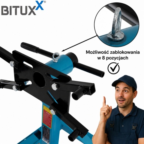 Stojak do Montażu Silnika / skrzyni 900kg Uchwyt na silnik Mobilny na kołach Obrotowy