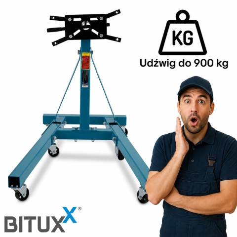 Stojak do Montażu Silnika / skrzyni 900kg Uchwyt na silnik Mobilny na kołach Obrotowy