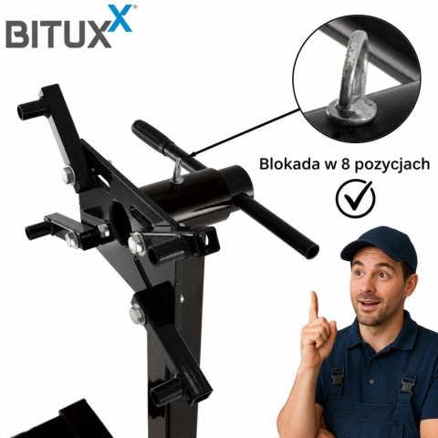 Stojak na silnik 570 kg obrotowy mobilny warsztatowy 4 koła 360°