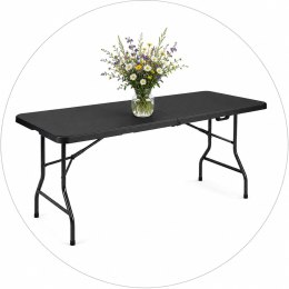 Stół ogrodowy składany 180 cm czarny HDPE walizka kempingowy