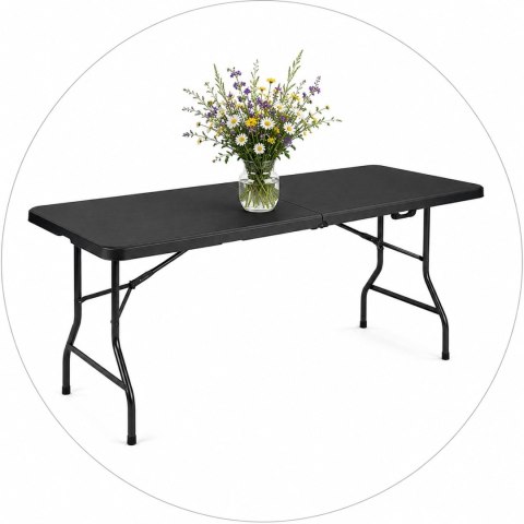 Stół ogrodowy składany 180 cm czarny HDPE walizka kempingowy