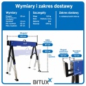 Stół roboczy / kozioł składany regulowany - 600 kg, wysokość 62-87 cm BITUXX