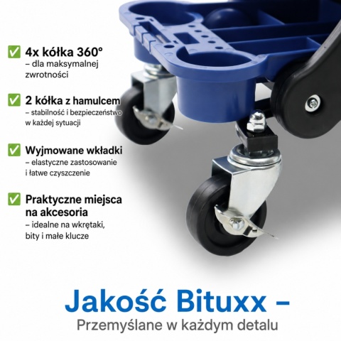 Stołek Taboret Warsztatowy na kołach obrotowych Bituxx wytrzymały