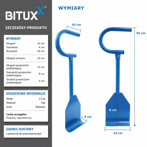Uchwyt do przenoszenia płyt karton gips osb mdf nośność 100 kg