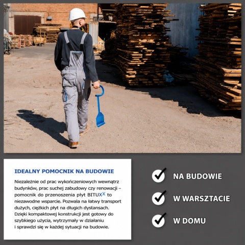 Uchwyt do przenoszenia płyt karton gips osb mdf nośność 100 kg
