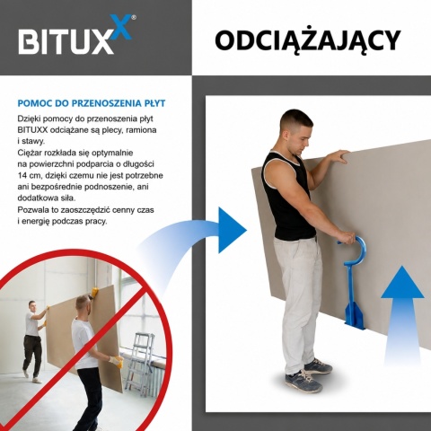 Uchwyt do przenoszenia płyt karton gips osb mdf nośność 100 kg
