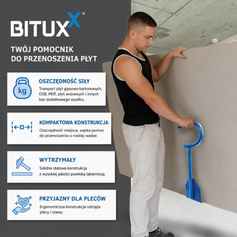 Uchwyt do przenoszenia płyt karton gips osb mdf nośność 100 kg