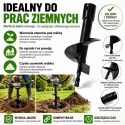 Wiertło do wiertnicy ziemnej 100 mm x 200 mm stalowe do otworów pod słupki działki