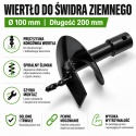 Wiertło do wiertnicy ziemnej 100 mm x 200 mm stalowe do otworów pod słupki działki