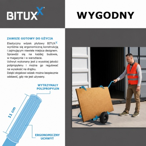 Wózek transportowy do płyt 200kg Bituxx stalowa mocna konstrukcja do transportu