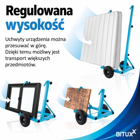 Wózek transportowy do płyt 200kg Bituxx stalowa mocna konstrukcja do transportu