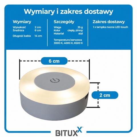Zestaw 10x Lampka Nocna LED Dotykowa USB - 3 Barwy Światła, Podszafkowa BITUXX