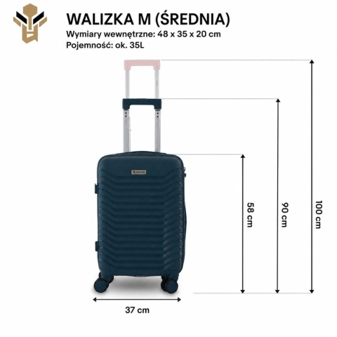 Zestaw 4 walizek podróżnych z beautycase - twarda skorupa, kółka 360°, zamek TSA