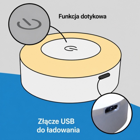 Zestaw 5x Lampka Nocna LED Dotykowa USB - 3 Barwy Światła, Samoprzylepna