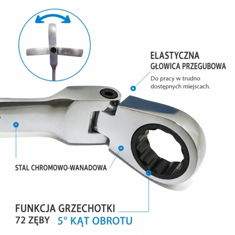 Zestaw Kluczy Płasko-oczkowych z grzechotką 13 elementów BituX