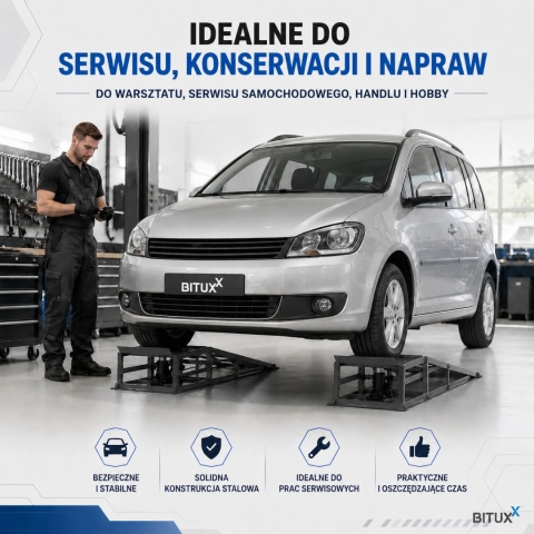 Zestaw Ramp z podnośnikiem Hydraulicznym Rampy najazdowe 4t BITUXX