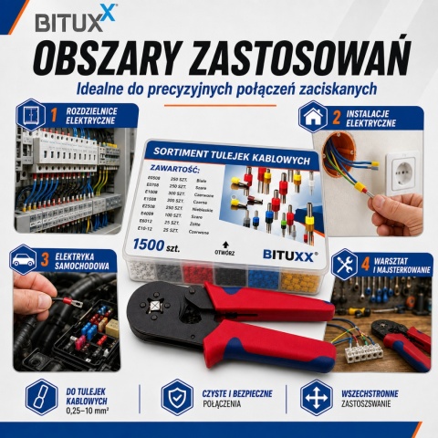Zestaw Zaciskarek 2200 El. Tulejki Konektory Praska Crimping 2w1