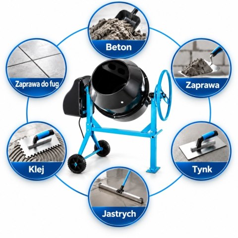 Betoniarka elektryczna BITUXX 120 l 450 W do betonu i zapraw