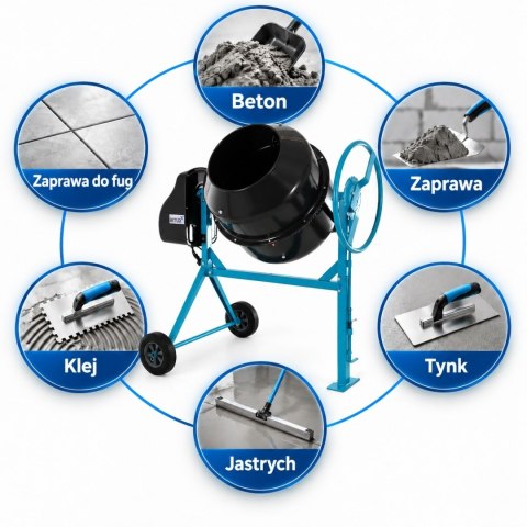 Betoniarka elektryczna BITUXX 160 l 650 W do betonu i zapraw
