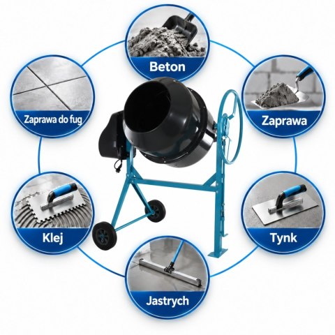 Betoniarka elektryczna BITUXX 200 l 850 W do betonu i zapraw