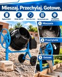 Betoniarka elektryczna BITUXX 200 l 850 W do betonu i zapraw