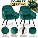 Fotel welurowy 2szt komplet stylowe krzesła butelkowa zieleń nowoczesne