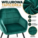 Fotel welurowy 2szt komplet stylowe krzesła butelkowa zieleń nowoczesne