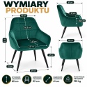 Fotel welurowy 2szt komplet stylowe krzesła butelkowa zieleń nowoczesne