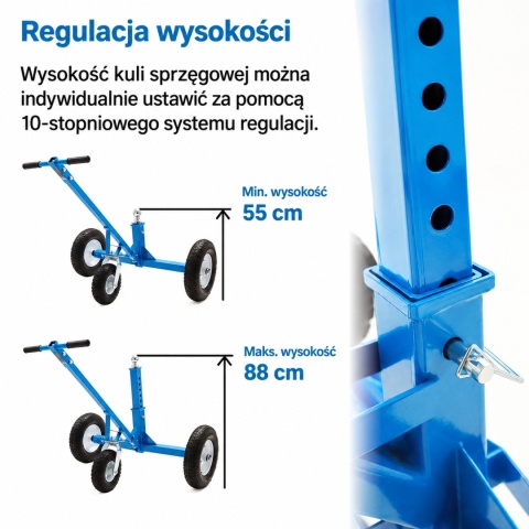 Koło manewrowe do przyczep podporowe z regulacją wysokości do 453kg