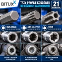 Komplet narzędzi nasadkowych sześciokątnych BITUXX 3/8" 21 elementów
