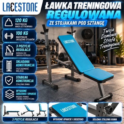 LACESTONE Ławka treningowa płaska regulowana pochylona trening Fitness