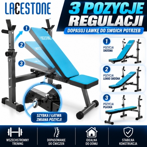 LACESTONE Ławka treningowa płaska regulowana pochylona trening Fitness