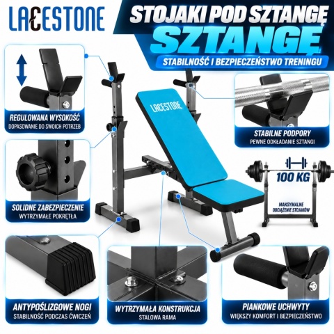 LACESTONE Ławka treningowa płaska regulowana pochylona trening Fitness