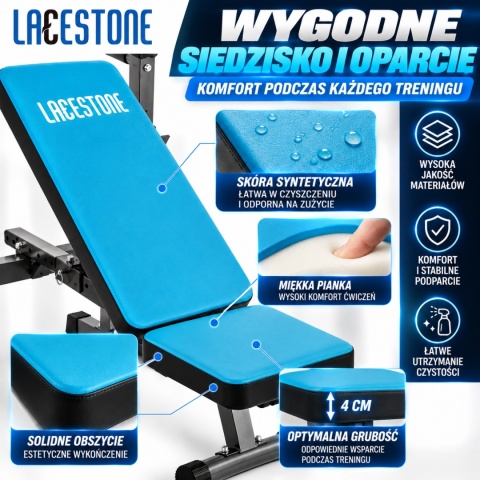 LACESTONE Ławka treningowa płaska regulowana pochylona trening Fitness