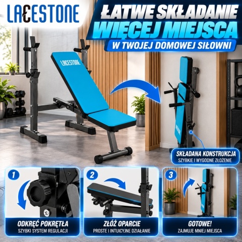 LACESTONE Ławka treningowa płaska regulowana pochylona trening Fitness