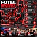 Obrotowy Fotel biurowy/gamingowy do komputera czarno-czerwony ze skóry
