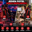 Obrotowy Fotel biurowy/gamingowy do komputera czarno-czerwony ze skóry
