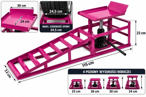Rampy samochodowe BITUXX hydrauliczne regulowane 23 26 30 34 cm