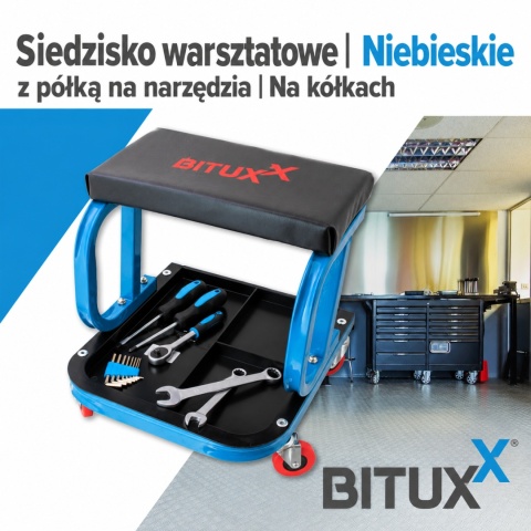 Taboret warsztatowy do garażu Krzesło na kółkach z półką na narzędzia