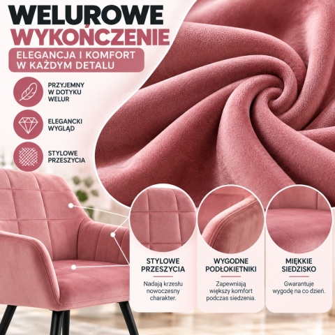 Welurowe Krzesła zestaw 4szt do salonu sypialni Nowoczesna i wytrzymałe
