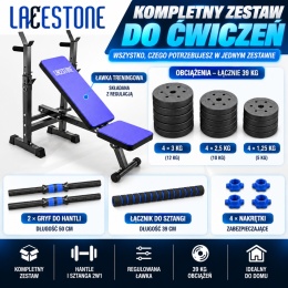 ZESTAW ŁAWKA TRENINGOWA Z ZESTAWEM HANTLI 2W1 40KG DOMOWA SIŁOWNIA