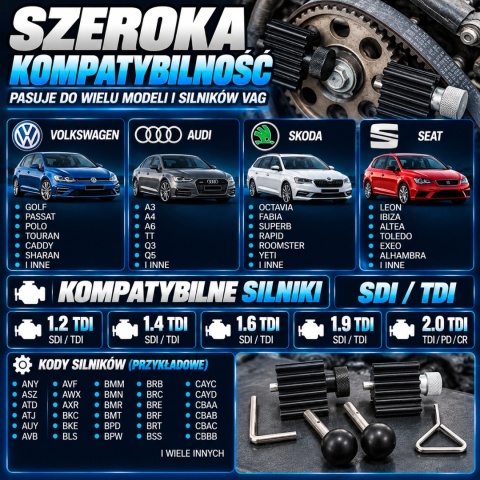 Zestaw do montażu Wałka rozrządu 6 elementów do paska zębatego SDI TDI Bituxx