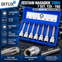 Zestaw narzędzi Kluczy Nasadki TORX 7 elementów BITUXX T25-T60 3/8"