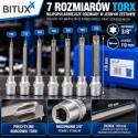 Zestaw narzędzi Kluczy Nasadki TORX 7 elementów BITUXX T25-T60 3/8"