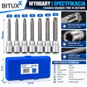 Zestaw narzędzi Kluczy Nasadki TORX 7 elementów BITUXX T25-T60 3/8"